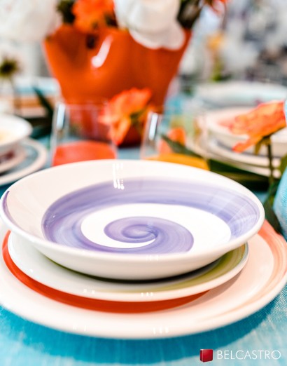 Servizio piatti Infinito, ceramica colorata