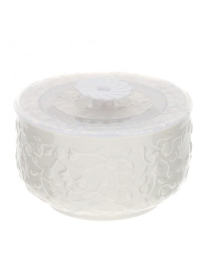 Contenitore ermetico basso porcellana con coperchio Roselline colore bianco Hervit