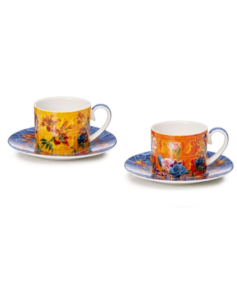 Set tazza caffè 2 pezzi con piattino Foulard colori giallo e arancio Palais  Royal