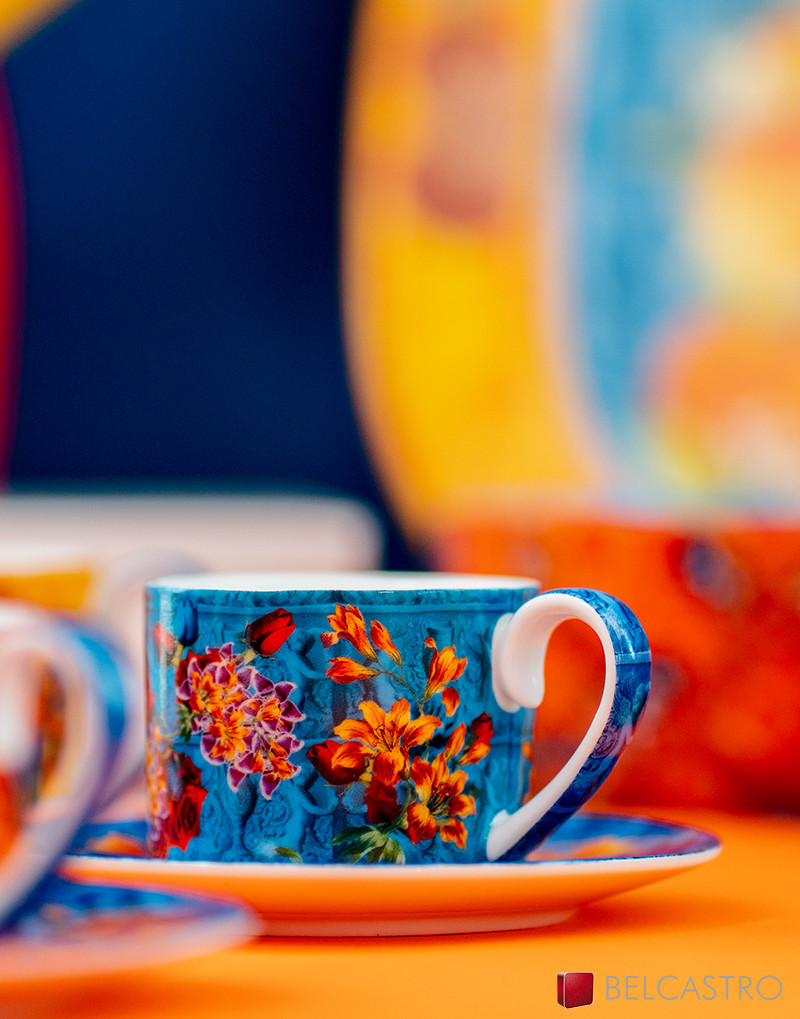 Set tazza caffè 2 pezzi con piattino Foulard colori rosso e blu Palais Royal